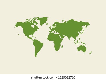 World map green isolated on white background, Earth Map vector illustration 