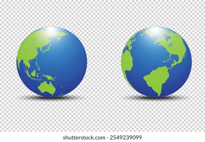 World map green isolated on transparent background. Flat earth map template for website layouts, background, education, annual report, infographics, travel worldwide, earth geography, political
