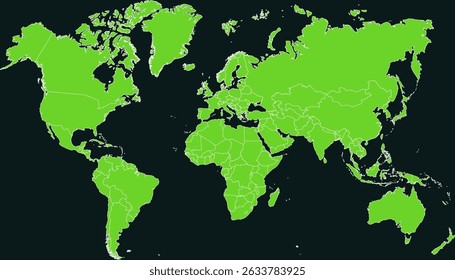 World map. Green modern vector map. Silhouette map.