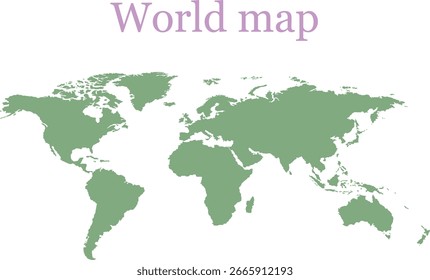 Mapa do mundo. mapa verde do vetor moderno. Mapa da silhueta