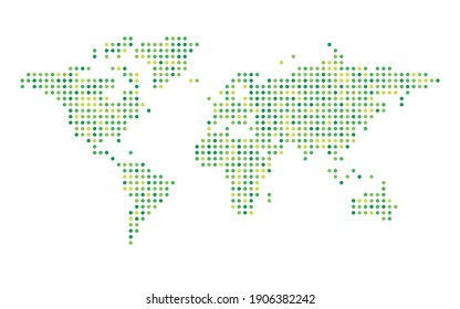 World Map Green Mosaic Of Small Squares. Vector Illustration.