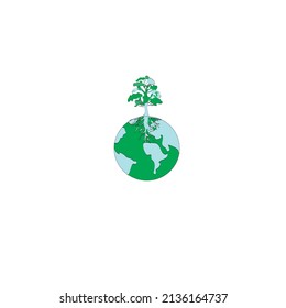 world map and green nature illustration icon vector 