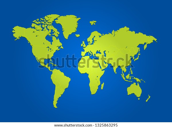 World Map Green On Blue Background Stock Vector (Royalty Free) 1325863295