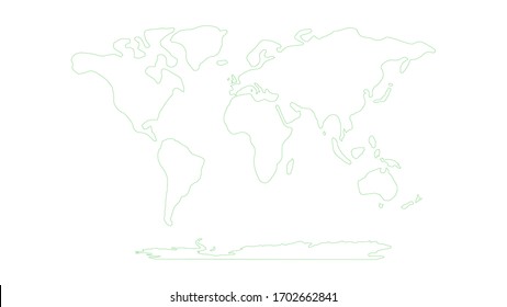 World map with green outline vector image