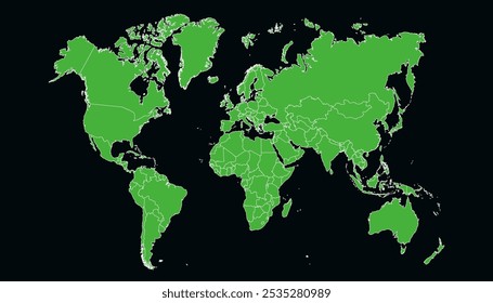 Mapa do mundo. Mapa verde. Mapa da silhueta.