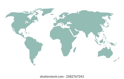 world map green simple isolated white background