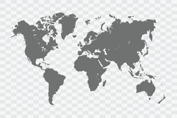 World Map Grey Color On White No Demarcation Line Background  Png