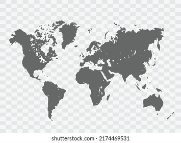 World Map Grey Color On Background Png