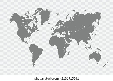 World Map Grey Color On White Background Quality Files Png