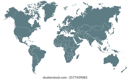 World map. Grey color vector map. Silhouette map.