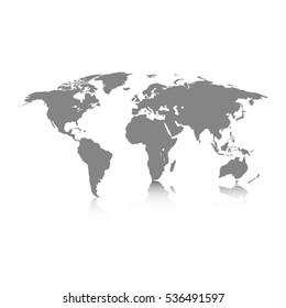 World map grey colored on a white background
