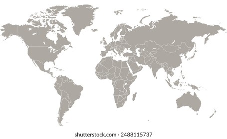 Mapa del mundo. Mapa moderno gris.