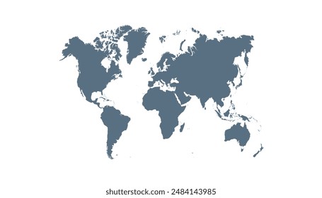 World map. Grey modern map. Silhouette map