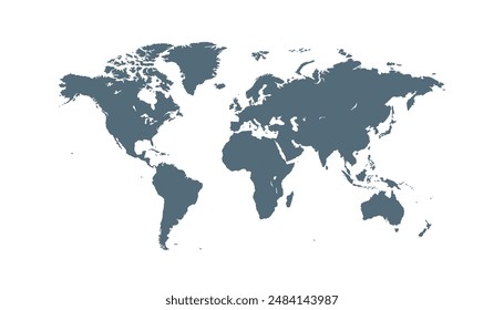 World map. Grey modern map. Silhouette map