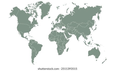 World map. Grey modern map. Silhouette map.
