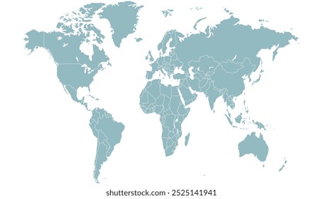 World map. Grey modern map. Silhouette