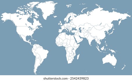 World map. Grey modern map. Silhouette map