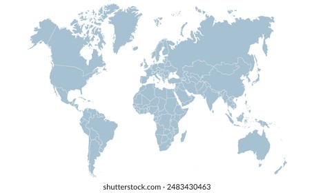 World map. Grey modern vector map. Silhouette map