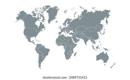 World map. Grey modern vector map. Silhouette map