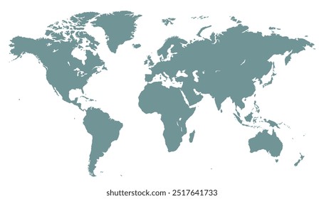 Mapa do mundo. Mapa vetorial moderno cinza. Mapa da silhueta.