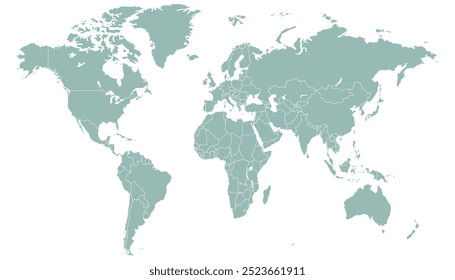 Mapa mundial. Mapa de Vector moderno gris. Mapa de silueta