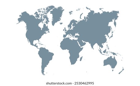 World map. Grey modern vector map. Silhouette map