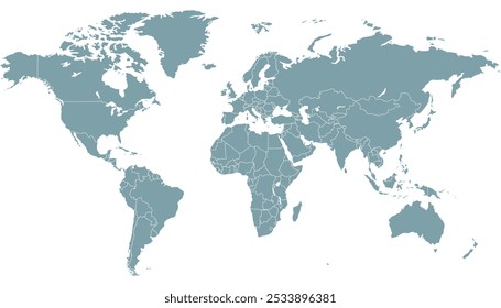 Mapa mundial. Mapa de Vector moderno gris. Mapa de silueta.