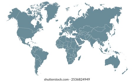 World map. Grey modern vector map. Silhouette map