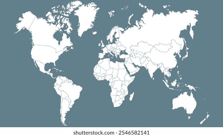 World map. Grey modern vector map. Silhouette map.
