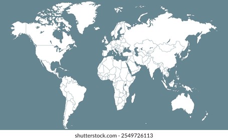 World map. Grey modern vector.