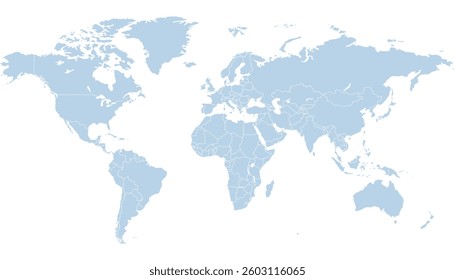 World map. Grey modern vector map. Silhouette map	