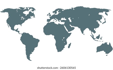 World map. Grey modern vector map. Silhouette map.	