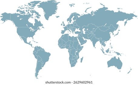 World map. Grey modern vector map. Silhouette.