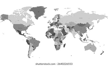 World map. Grey modern vector map. Silhouette.