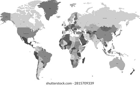 World map. Grey modern vector map. Silhouette.