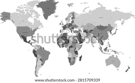 World map. Grey modern vector map. Silhouette.