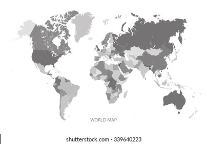 WORLD MAP GREY SCALE illustration vector