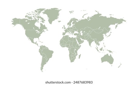 Mapa del mundo. Mapa gris. Mapa de silueta.