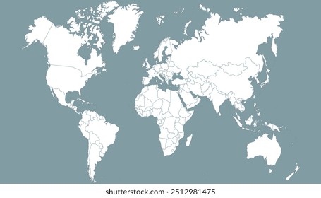 World map. Grey map. Silhouette map