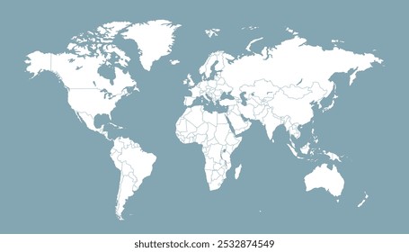 World map. Grey map. Silhouette