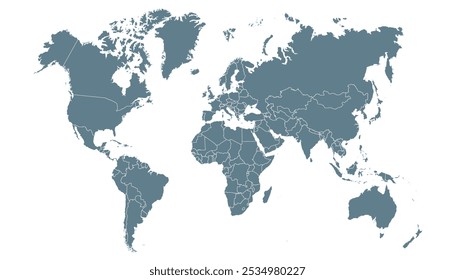 Mapa mundial. Mapa gris. Silueta.