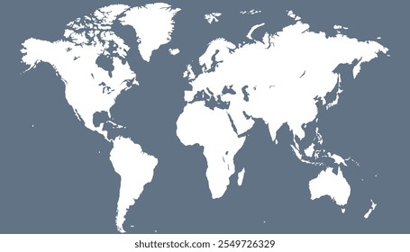 World map. Grey map. Silhouette map.