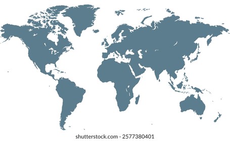 World map. Grey map. Silhouette map.