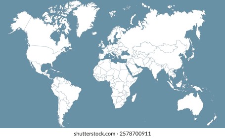 World map. Grey map. Silhouette map.