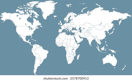 World map. Grey map. Silhouette map.