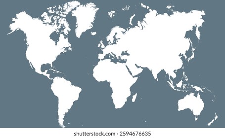 World map. Grey map. Silhouette map.