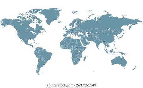 World map. Grey map. Silhouette.