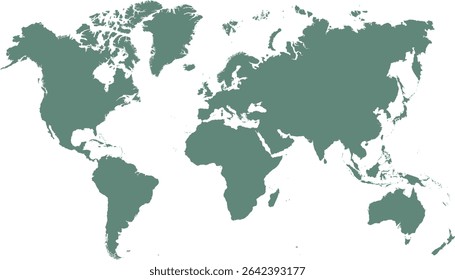 World map. Grey map. Silhouette map.