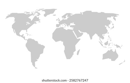 world map grey simple isolated white background