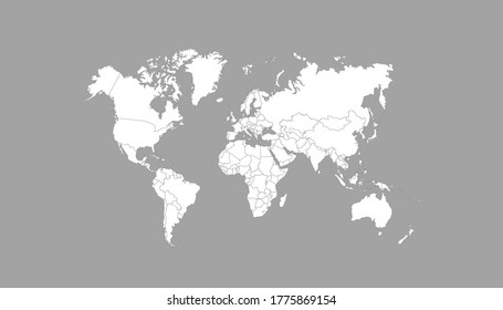World map grey vector modern.
